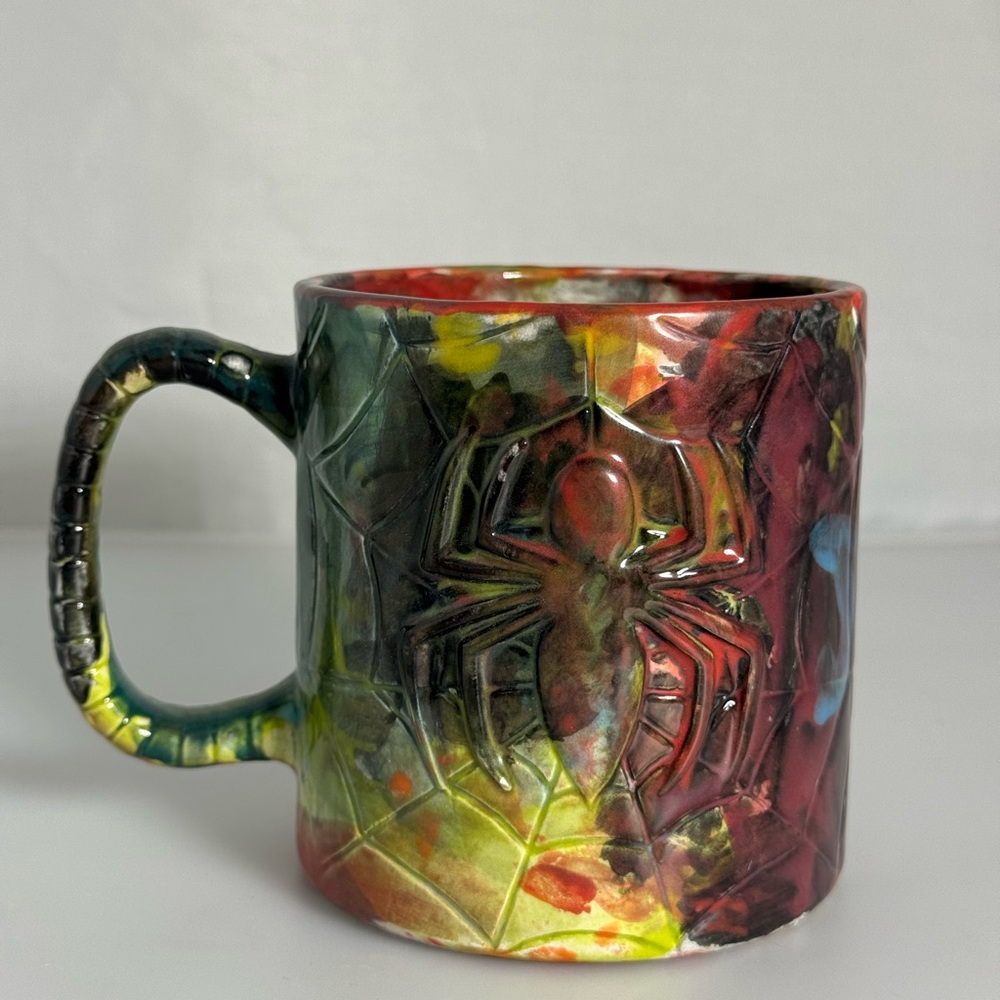 TM & Marvel & Subs Spider-man Spiderman Face Web Raised Relief Coffee Mug - Picture 3 of 12